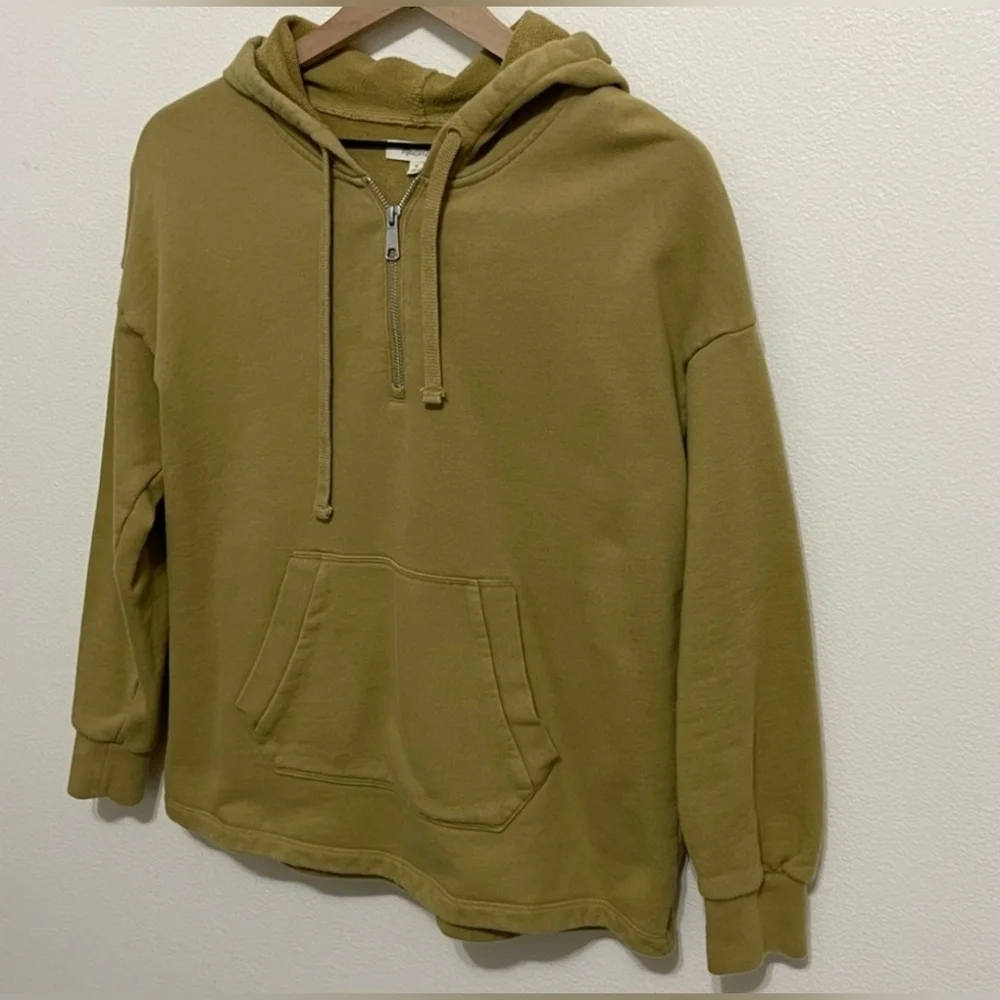 Madewell Resourced Cotton Relaxed Hoodie Sweatshirt In Olive Surplus Size M